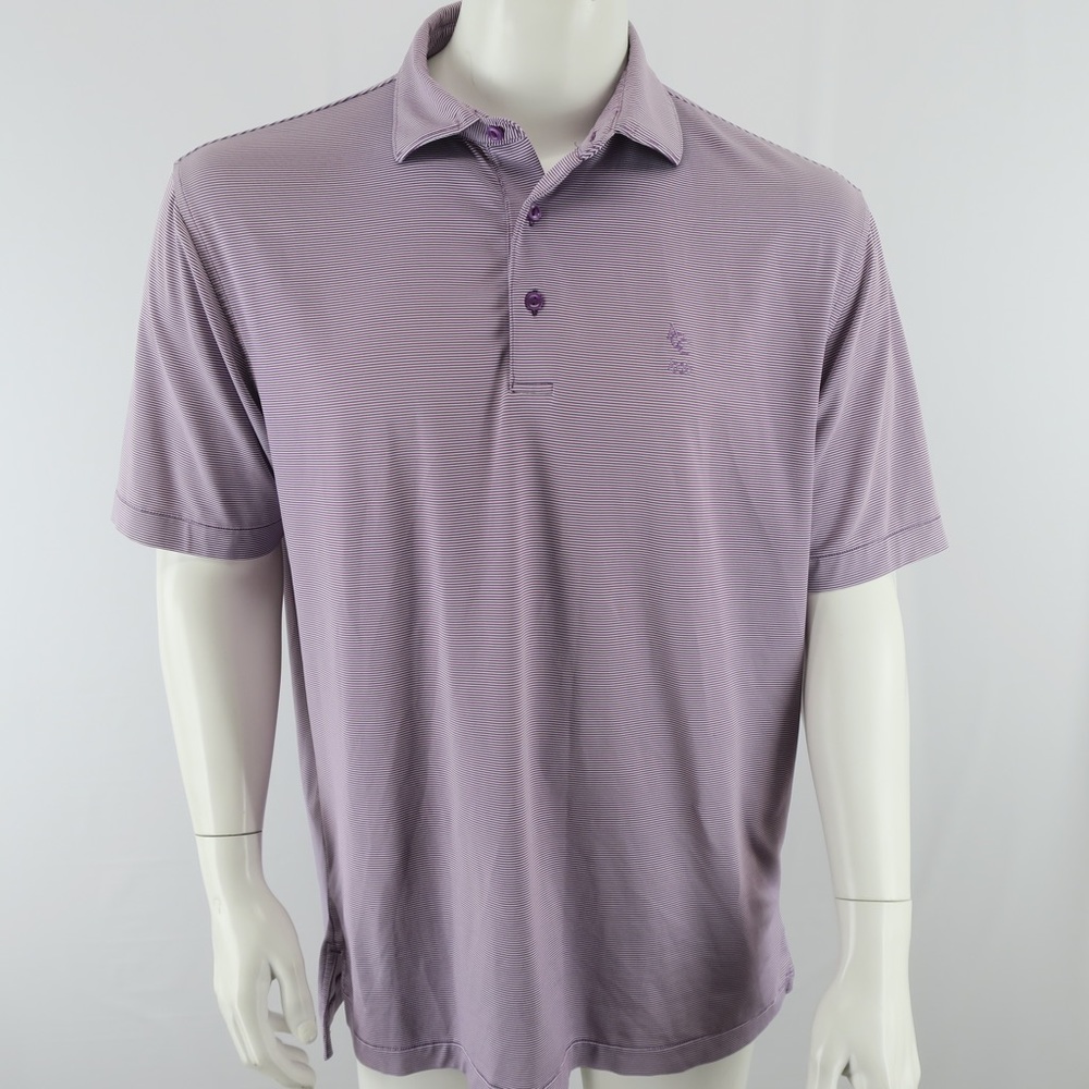 Peter‎ Millar Summer Comfort Golf Polo Shirt Mens Medium Purple White Striped